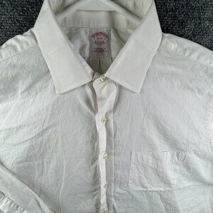 Brooks Brothers Cotton Button Up Shirt Long Sleeve 17 33 White Traditional Fit